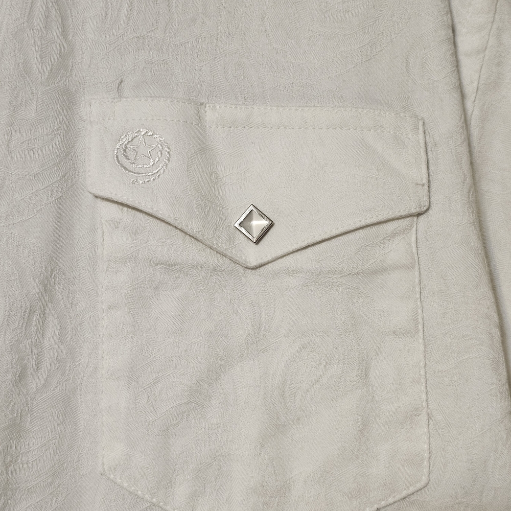 George Strait Wrangler Men's White Diamond Shape Pearl Snap Shirt - Picture 2 of 7